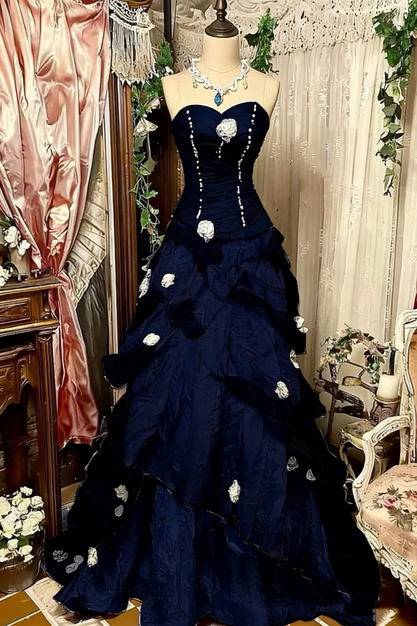 Purple Pink Blue Gradient Fashion Retro Elegant Delicate Floral Beads Sweet Elegant Long Tulle Floor Length Ball Gown Evening Gown gh4156