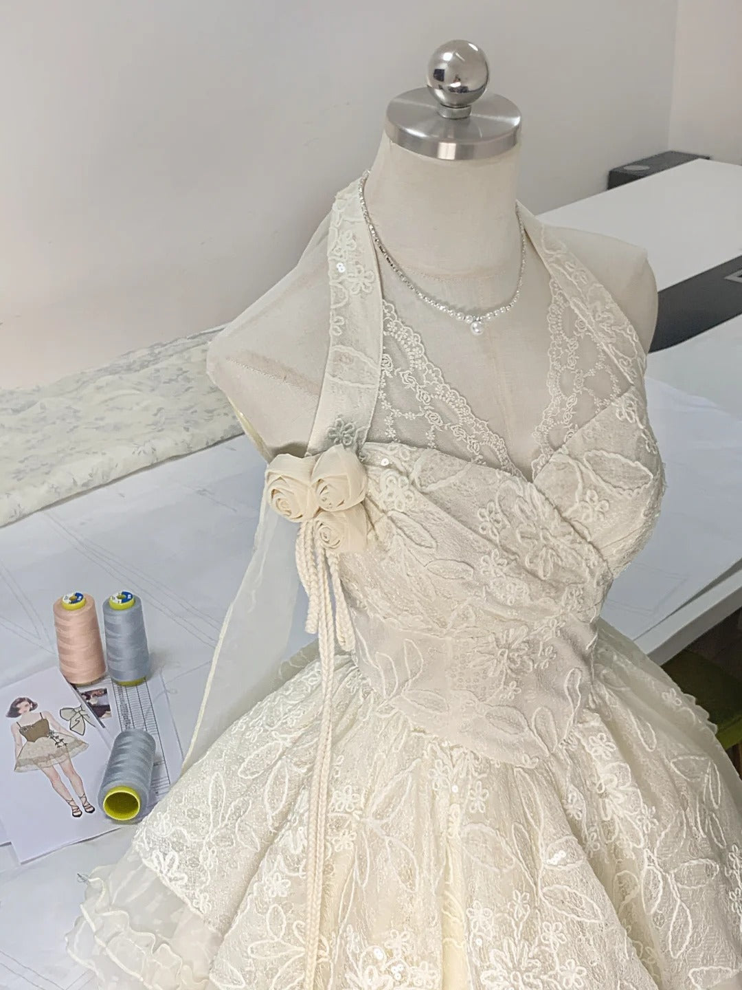 Ivory White Sweet Elegant Cute Short Lace Chiffon Homecoming Dress Prom Dress Evening Dress Party Dress gh4187
