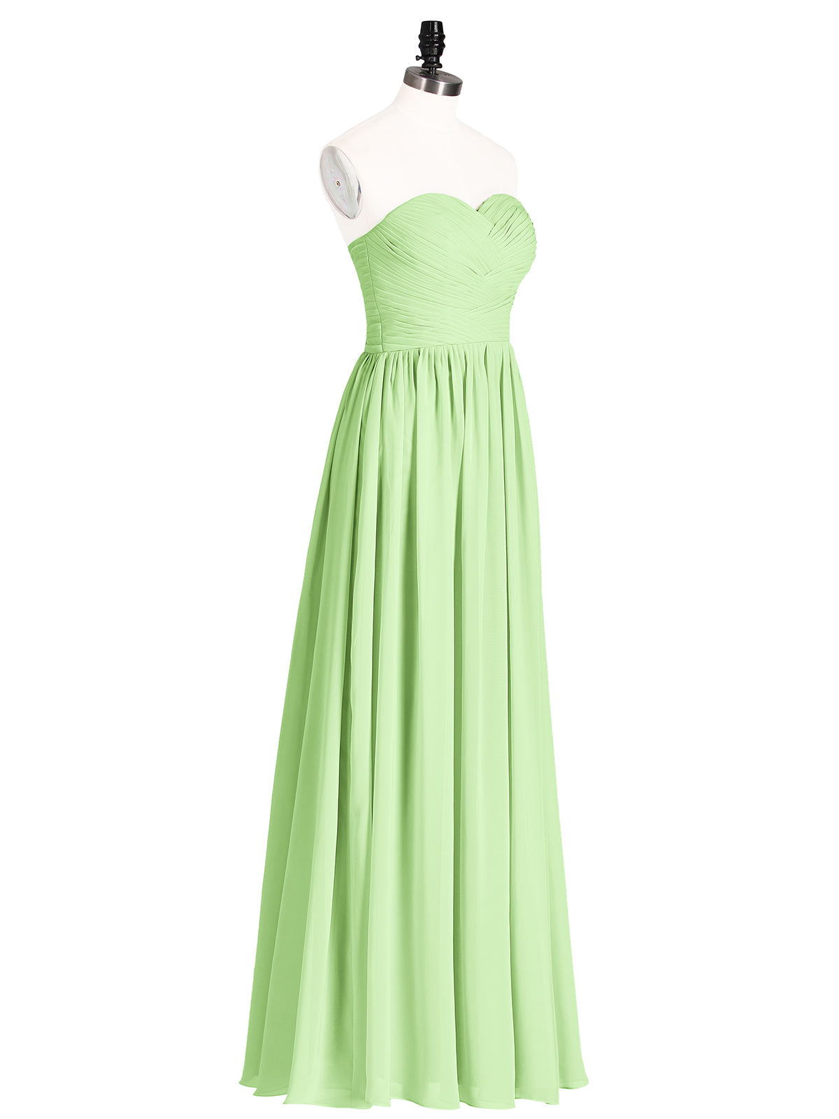 Strapless Cross-pleated Full Length Bridesmaid Gown-Sage