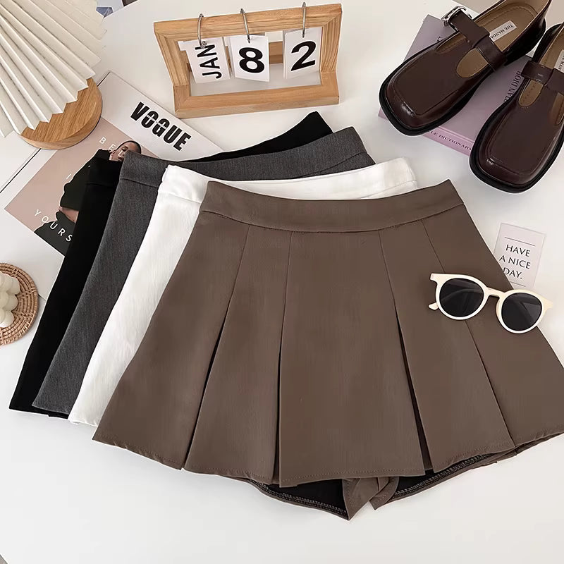 Chic and unique high-waisted pleated midi skirt, flattering and slimming, perfect for summer. Also includes a short A-line skirt for women. 11446
