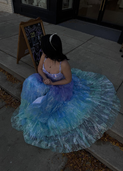 Dreamy Gradient Blue-Purple A-Line Camisole Sequin Starry Tulle Long Prom Dress Evening Dress cc5218