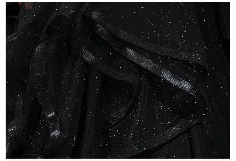 Black Shiny Sweetheart Tulle Layers Ball Gown Formal Dresses, Black Evening Dress Prom Dress gh2302