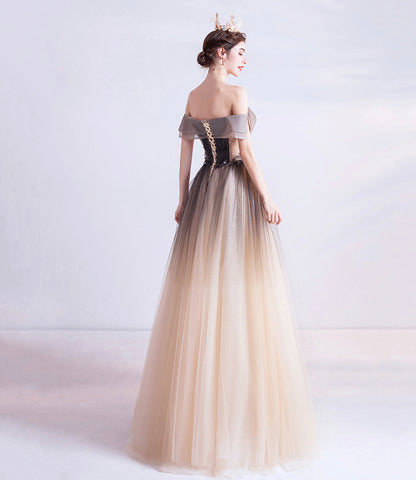 Cute tulle sequins long prom dress evening dress  10470