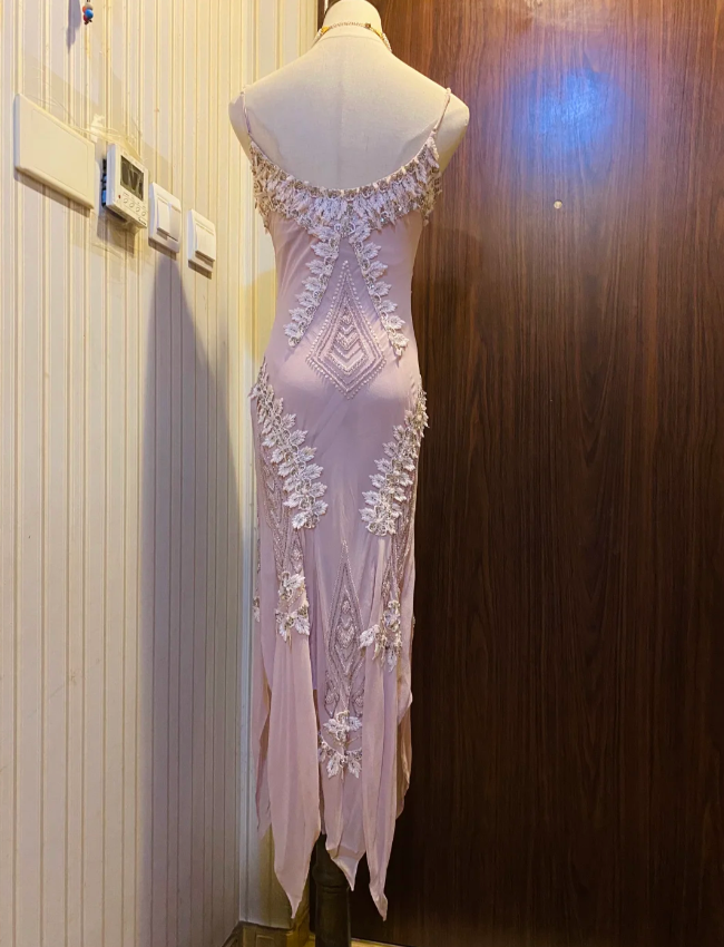 Retro Light Purple Irregular Strap Chiffon Prom Dress Evening Dress cc5331