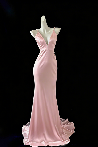 White Mermaid Elegant Long Satin Ball Gown Evening Dress Party Dress gh4474