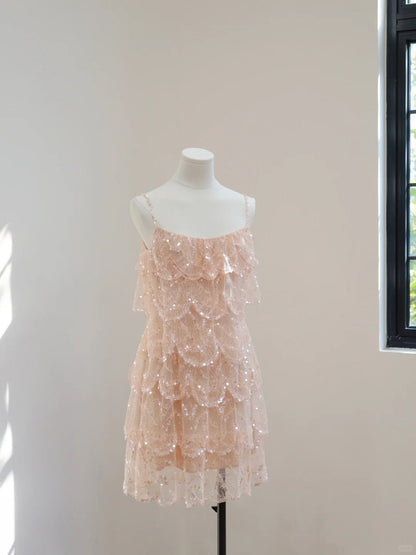 Girlhomeshops-Pink gorgeous sequins shiny short homecoming dress Prom dress evening dress gh5067