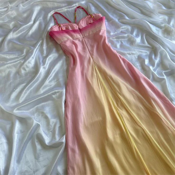 Pink Orange Elegant Fantasy Long Chiffon Ball Gown Evening Dress Party Dress Fairy Tale Dress gh3178