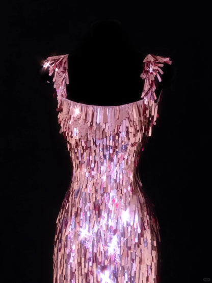 Girlhomeshops-Pink Exquisite Short Sequin Homecoming Dress Birthday Party Dress gh5378