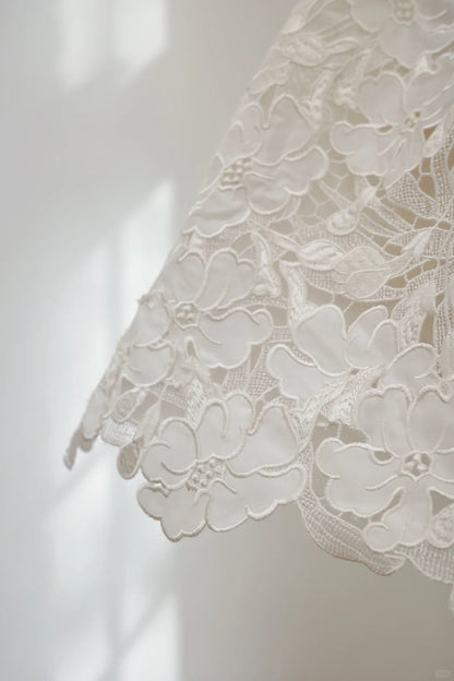 Girlhomeshops-White Floral Lace Short Homecoming Dress Birthday Party Dress gh5068