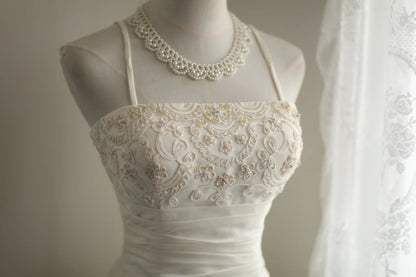 Ivory white exquisite beading fashion short irregular pleated princess dress wedding dress homecoming dress birthday party dress cocktail party dress evening dress prom dress evening dress. gh3968