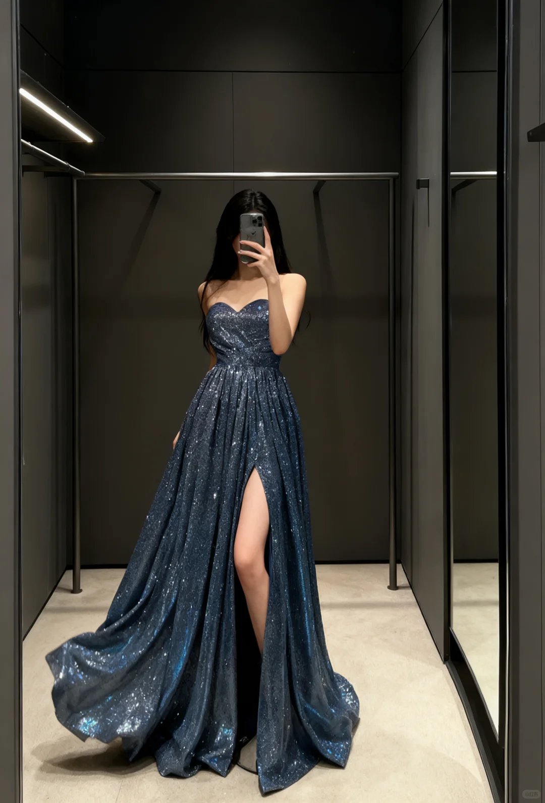 Shiny A Line Sequin Long Prom Dress Classy Evening Gowns with Slit