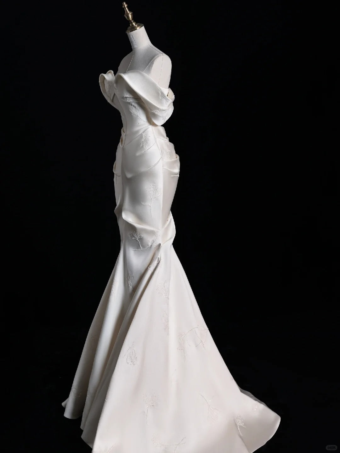 Ivory Elegant Satin Long Mermaid Slim Floor Length Ball Gown Evening Gown Wedding Dress gh4199