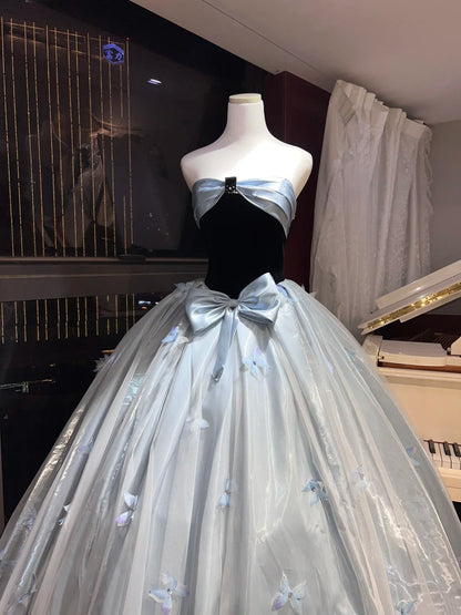 Ice-Blue Dream And Heart-Fluttering Butterfly Fairy Princess Dress 🦋 gh6730