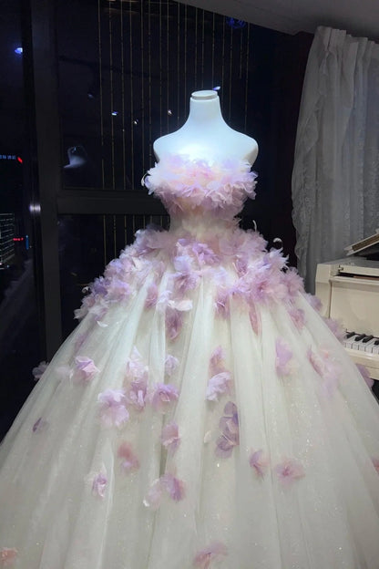 Exquisite floral long tulle ball gown/wedding dress gh6854