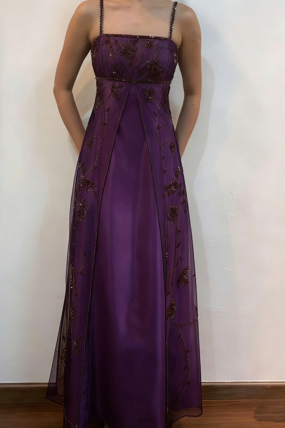 Brown Elegant Fashion Exquisite Spaghetti Strap Long Tulle Ball Gown Evening Dress Party Dress Prom Dress gh3590