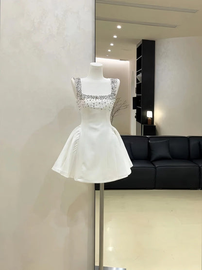 Black/White/Burgundy Beaded beautiful princess Homecoming Dress Short Satin Ball Gown Evening Gown Birthday Gown gh4522