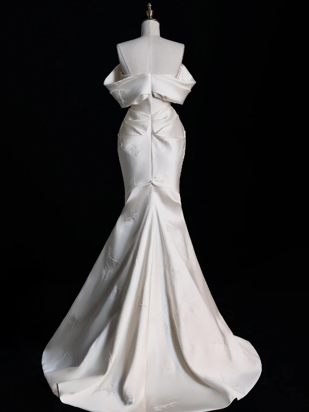 Ivory Elegant Satin Long Mermaid Slim Floor Length Ball Gown Evening Gown Wedding Dress gh4199
