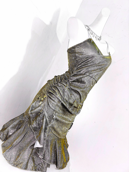 Unique spaghetti Straps Green Ruffles Mini Party Dress Homecoming Dress Cocktail Dress cc3228