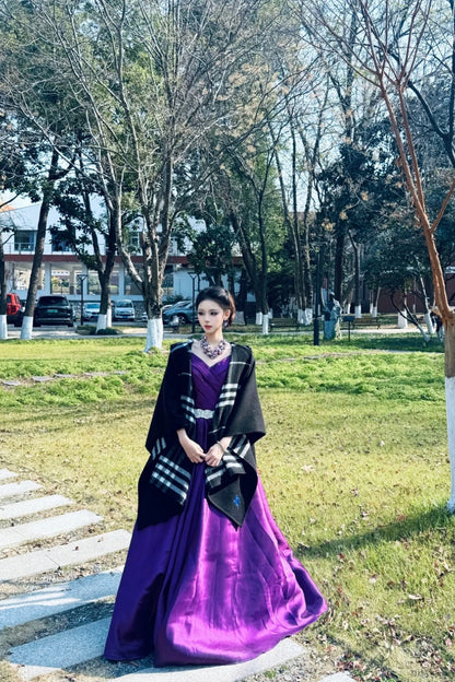 Purple Long Satin Ball Gown gh6902