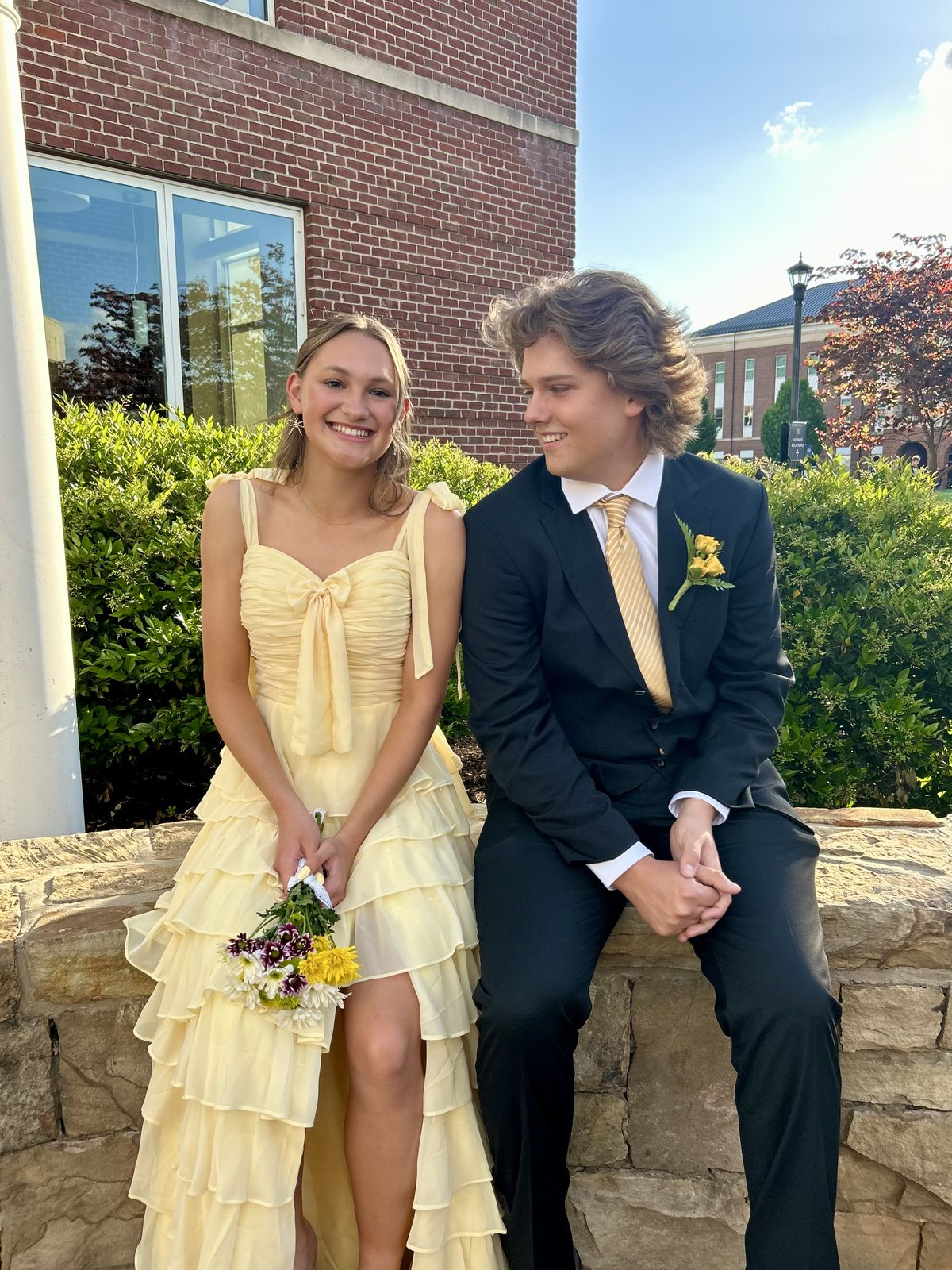 Fancy Yellow Chiffon Long Prom Dress Layered Graduation Formal Dresses
