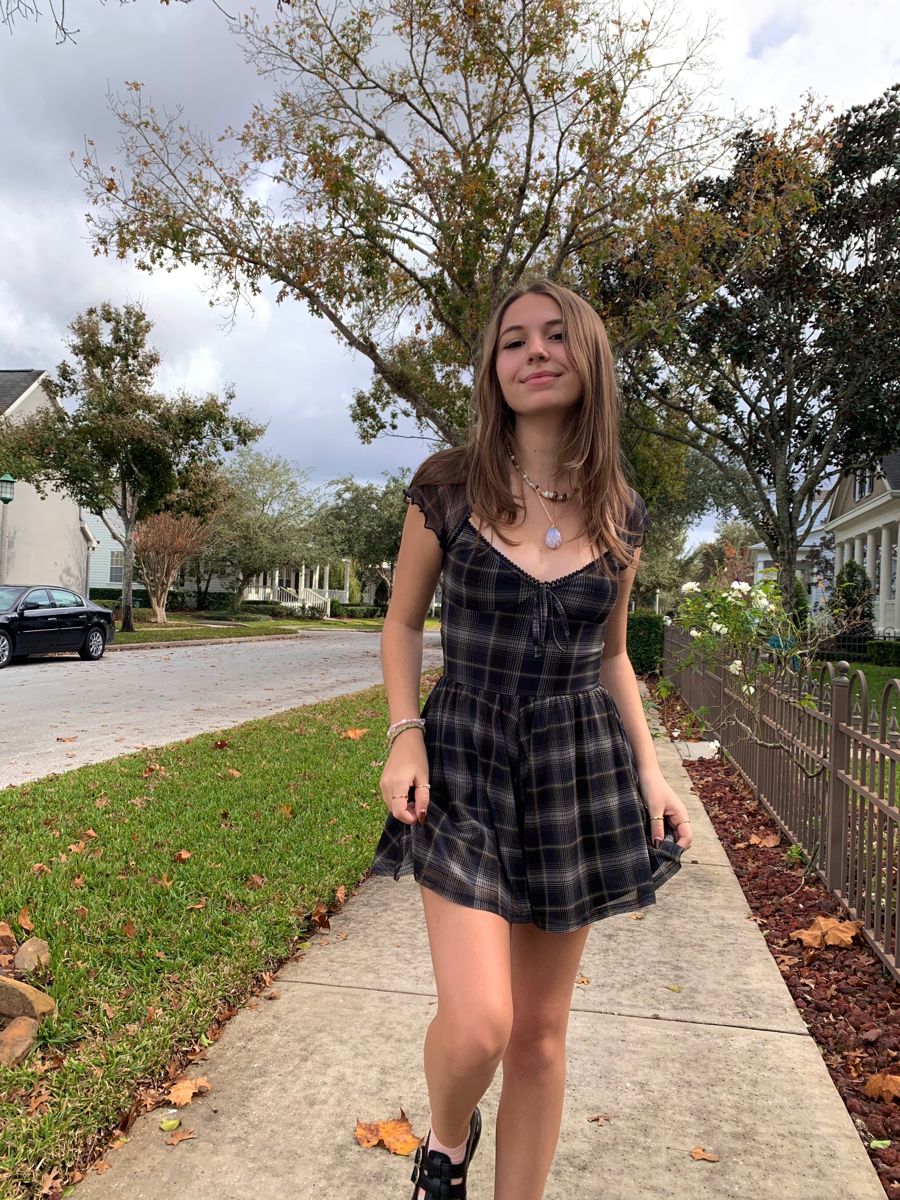 Retro Black Plaid Small Flying Sleeve Waist A-line 17th Birthday Homecoming Dress cc4484