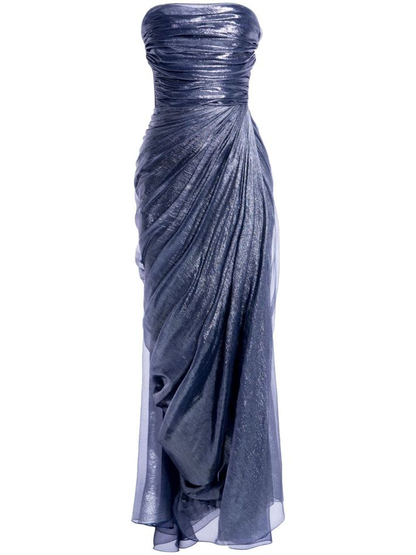 Unique Green Strapless Tulle Ruched Evening Gown Long Party Prom Dress cc2179