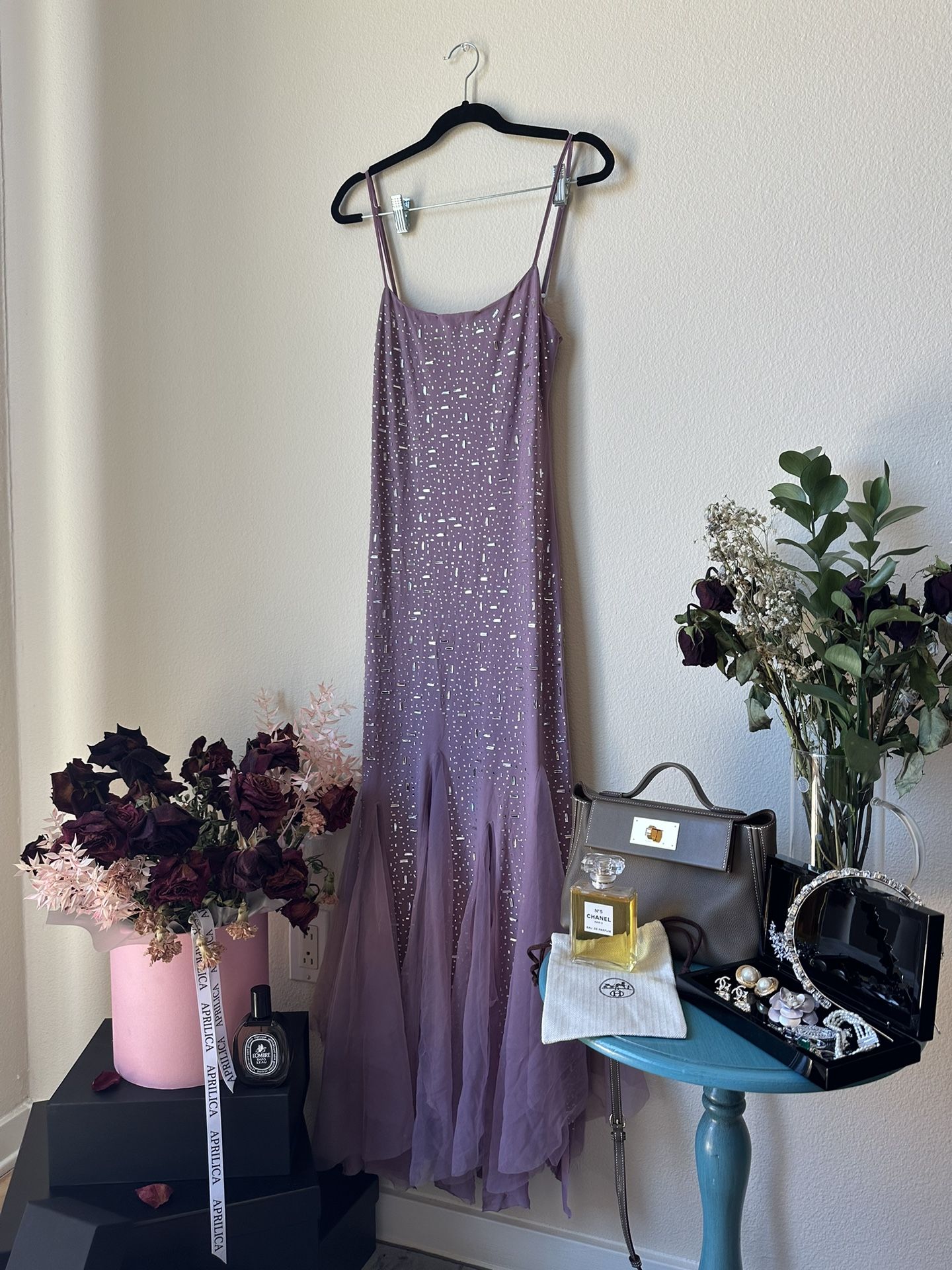 Elegant Purple Mermaid Off-shoulder Strap Sequin Chiffon Long Prom Dress Evening Dress cc4981