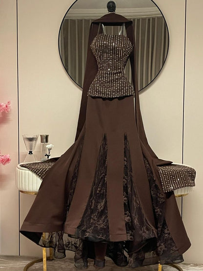 Delicately Beaded, Long Tulle Formal Evening Gown gh6719