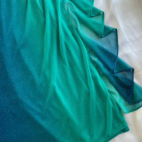 Blue shiny fashion gradient elegant spaghetti straps long chiffon elegant ball gown evening dress party dress gh3492