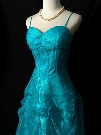 Blue adult dress sweet elegant tulle long ball gown evening dress gh4471