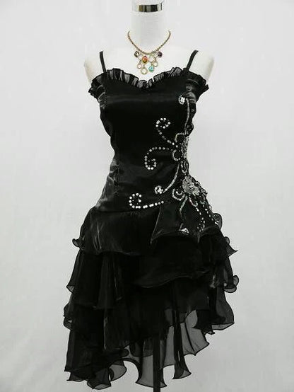Black vintage fashion exquisite beaded short mini tulle prom dress homecoming dress evening dress party dress gh3484