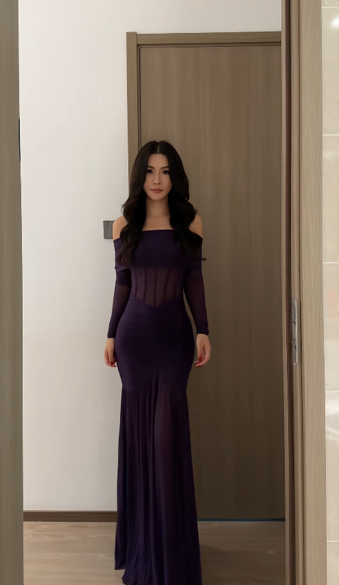 Chic Sheath Long Prom Dresses Dark Purple Evening Gowns