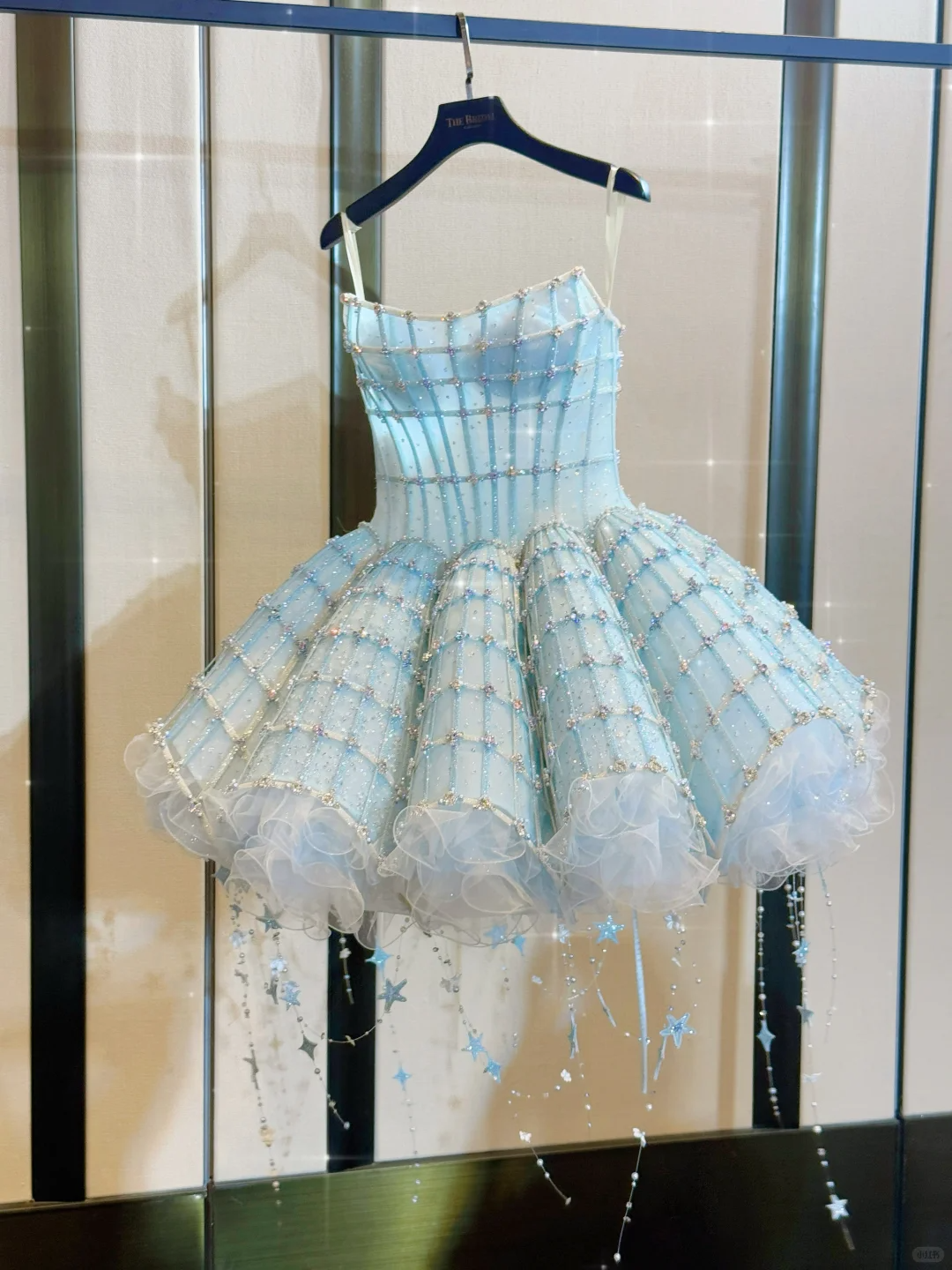 Classy Blue Strapless Tulle Beaded A Line Princess Birthday Dress Formal Homecoming Dress cc3193