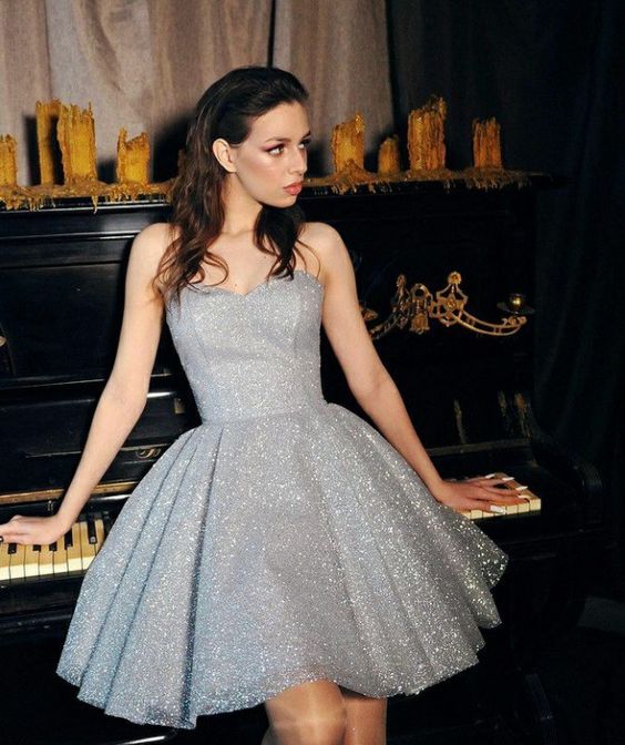 Gliter A-line Short Homecoming Dress Sweetheart Party Dress c3415