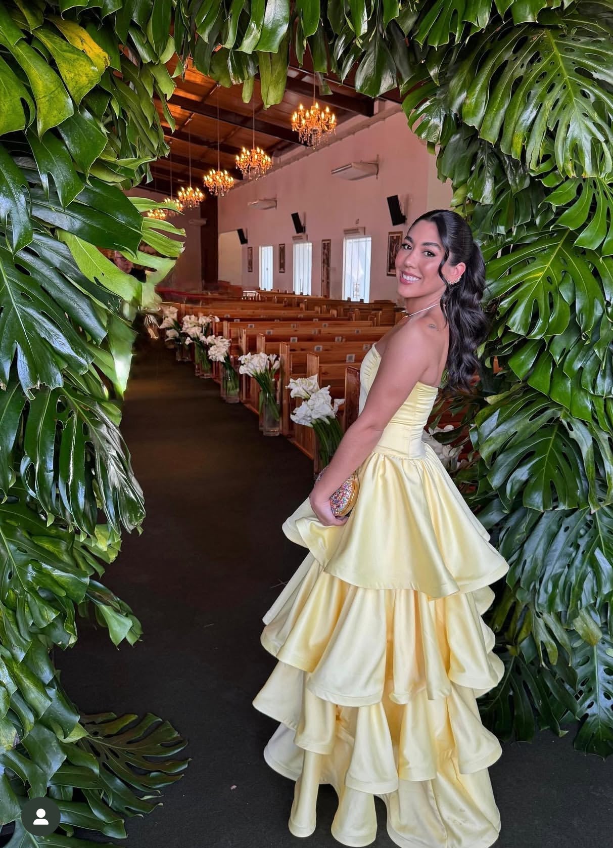 Strapless A Line Yellow Layered Long Prom Dress Formal Graduation Dresses