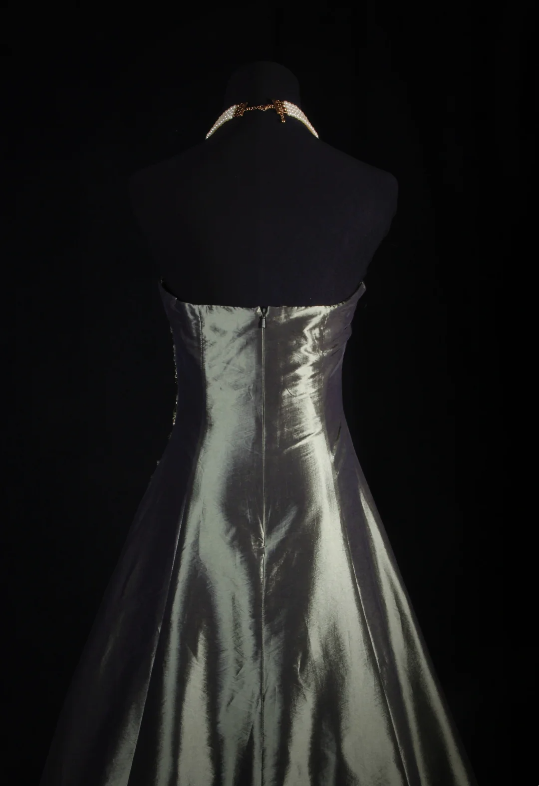 Strapless Satin Beaded Prom Dress Formal Party Dress Long Evening Gown