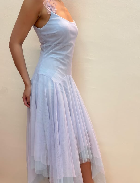 Lavender Tulle A Line Short Prom Dress,Homecoming Dress With Flowers cc2574