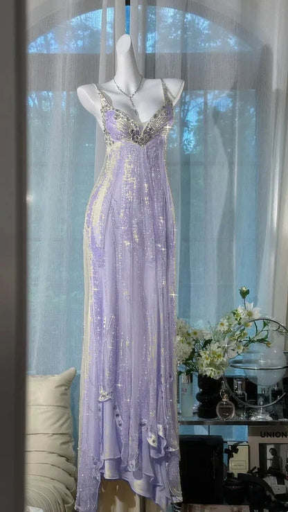 ✨Girlhomeshops-Beige Beaded Exquisite Gorgeous Long Chiffon Prom dress Evening Dress Party Dress gh4986