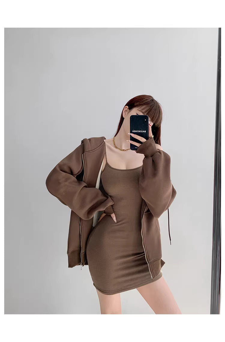 Sexy basic tight-fitting slimming slip dress for women, autumn slimming hot girl bodycon dress 11479