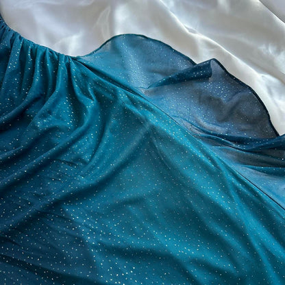 Indigo Shiny Elegant Fashion Strapless Long Tulle Prom Dress Evening Dress Birthday Party Dress gh3564