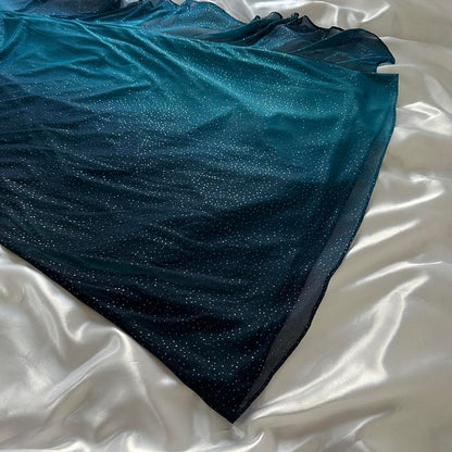 Indigo Shiny Elegant Fashion Strapless Long Tulle Prom Dress Evening Dress Birthday Party Dress gh3564