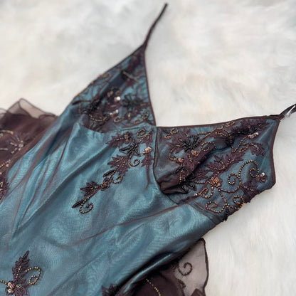 Turquoise Gorgeous Vintage Exquisite Beading Spaghetti Strap Long/Short Chiffon Ball Gown Evening Gown Party Dress Homecoming Dress gh3333