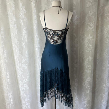 Dark Blue Ethereal Fairy Gothic Mermaid Prom Dress Pretty Floral Beaded Sequin Midi/Short Homecoming Dress Date Dress Party Dress gh4617