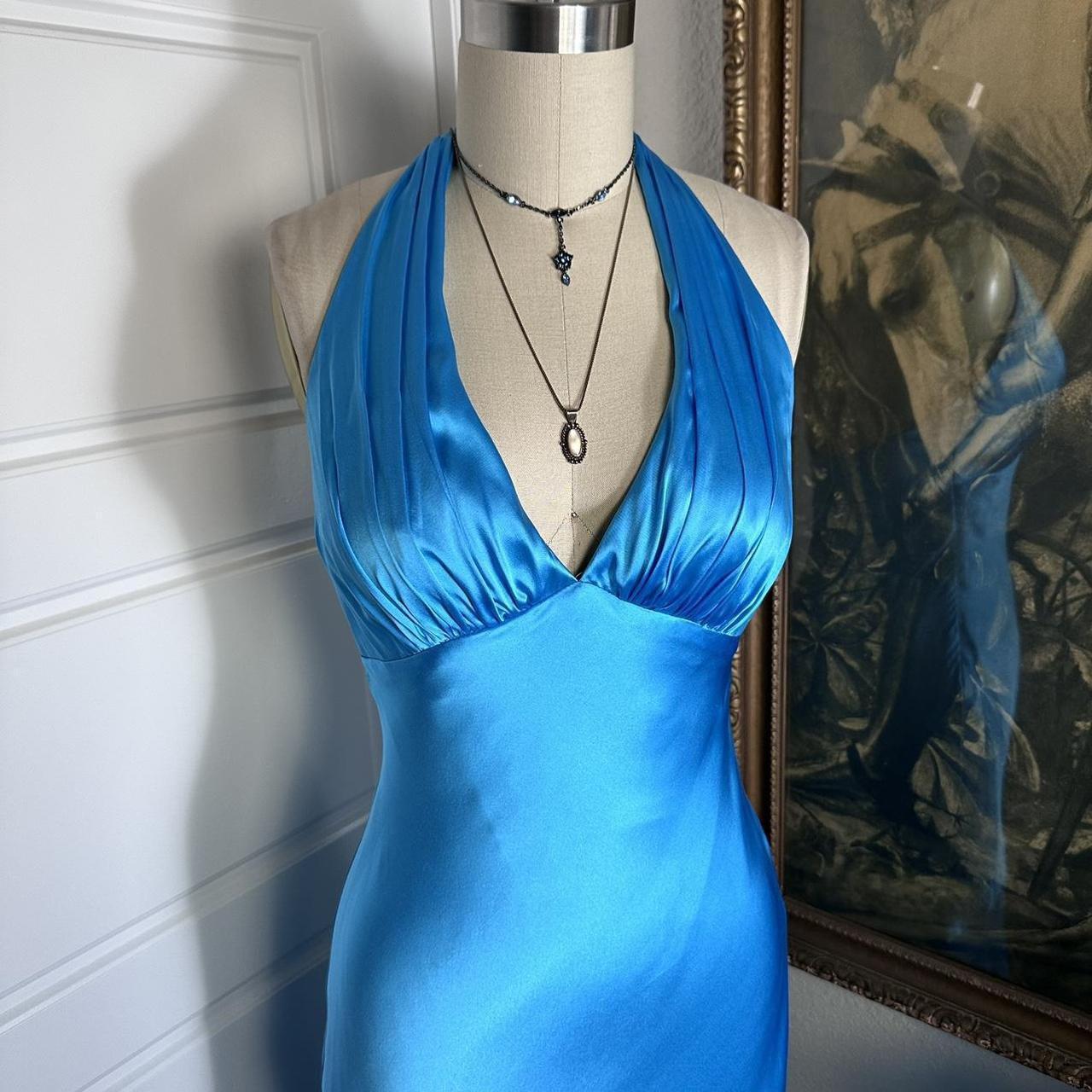 Girlhomeshops--Blue simple fashion ruffled short satin suspenders formal homecoming dress gh5501
