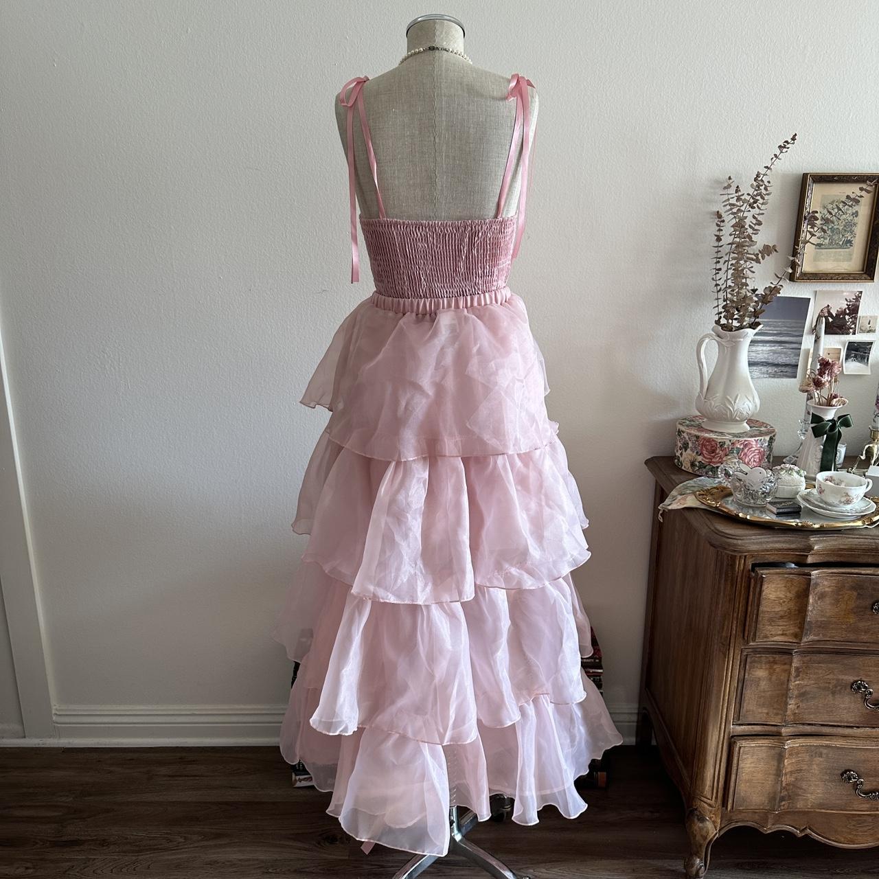 Pink Cascading Ruffle Dress Sweet Elegant Cute Short/Long Spaghetti Strap Satin Tulle Homecoming Dress Prom Dress Evening Dress Party Dress gh4178