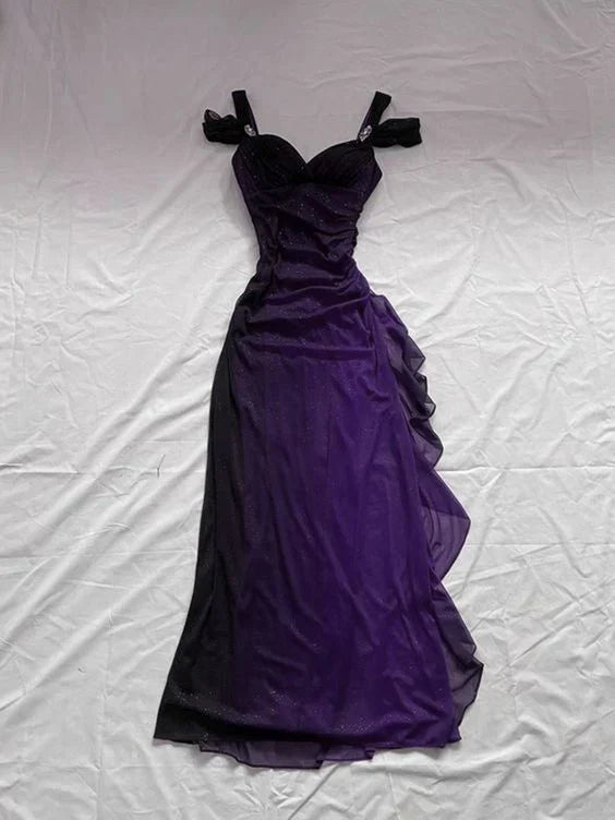 Beautiful A line Straps Ombre Red Long Chiffon Prom Dress P1284