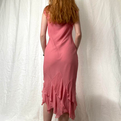 Elegant Pink Mermaid Ruffled Chiffon Long Prom Dress Evening Dress cc4895