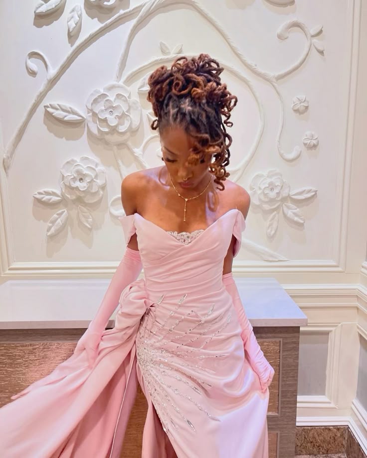 Elegant Pink Mermaid Off-shoulder Slit Satin Long Prom Dress Evening Dress cc5020