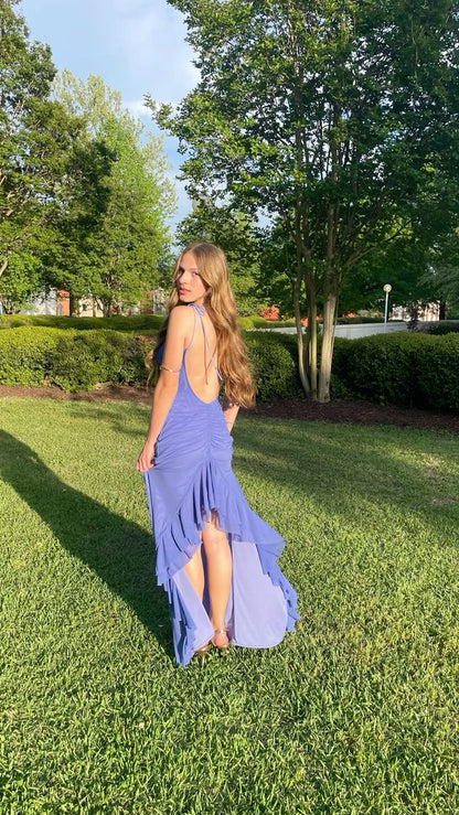 Elegant Mermaid V-neck Backless Chiffon Long Prom Dress Evening Dress Bridesmaid Dress cc5037