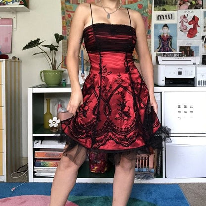 Vintage Black Tulle Lace Pink Satin A-line Birthday Short Skirt Homecoming Dress cc3660